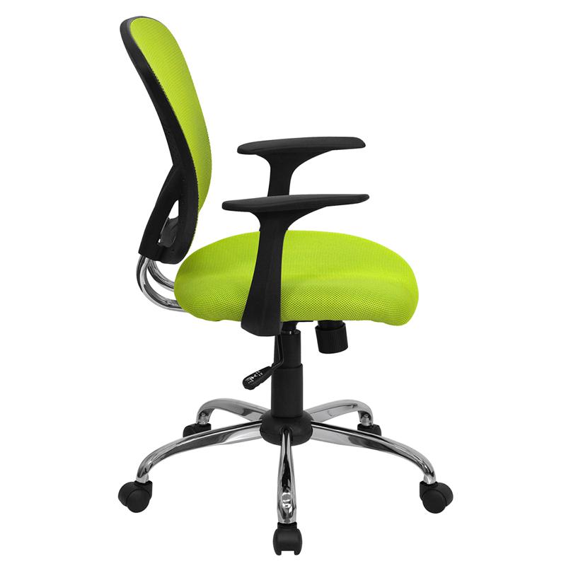 Mid-Back Green Mesh Swivel Task Office Chair with Chrome Base and Arms - Flash Furniture