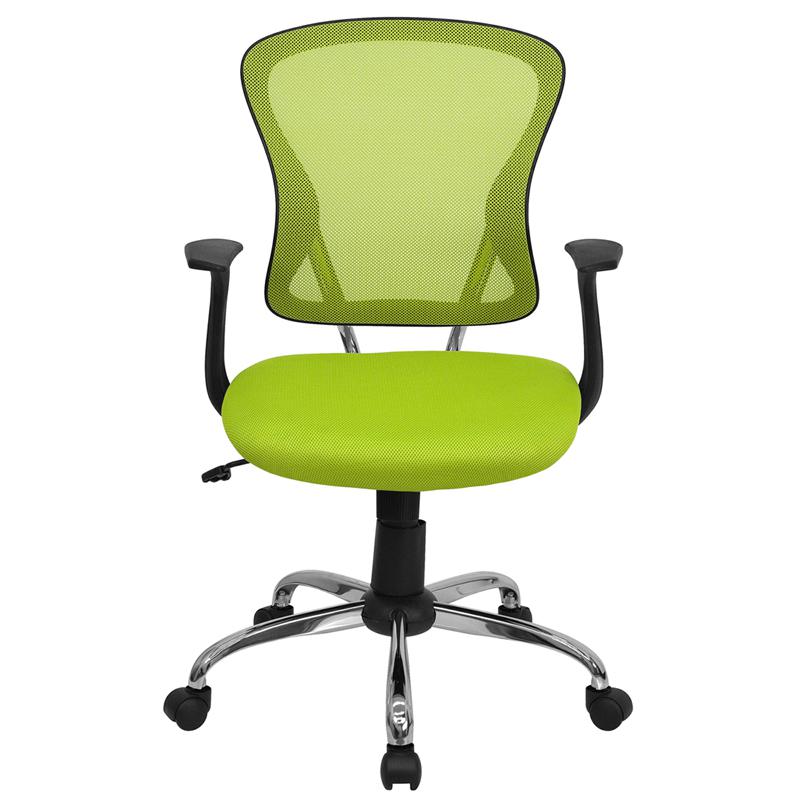 Mid-Back Green Mesh Swivel Task Office Chair with Chrome Base and Arms - Flash Furniture