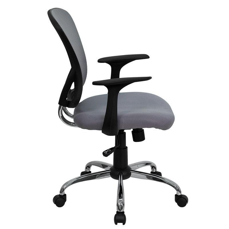 Mid-Back Gray Mesh Swivel Task Office Chair with Chrome Base and Arms - Flash Furniture