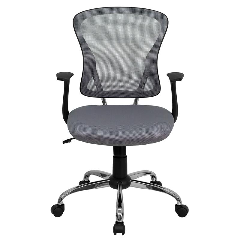 Mid-Back Gray Mesh Swivel Task Office Chair with Chrome Base and Arms - Flash Furniture