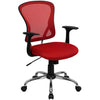 Mid-Back Red Mesh Swivel Task Office Chair with Chrome Base and Arms - Flash Furniture