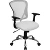 Mid-Back White Mesh Swivel Task Office Chair with Chrome Base and Arms - Flash Furniture
