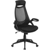 High Back Black Mesh Executive Swivel Office Chair with Flip-Up Arms - Flash Furniture