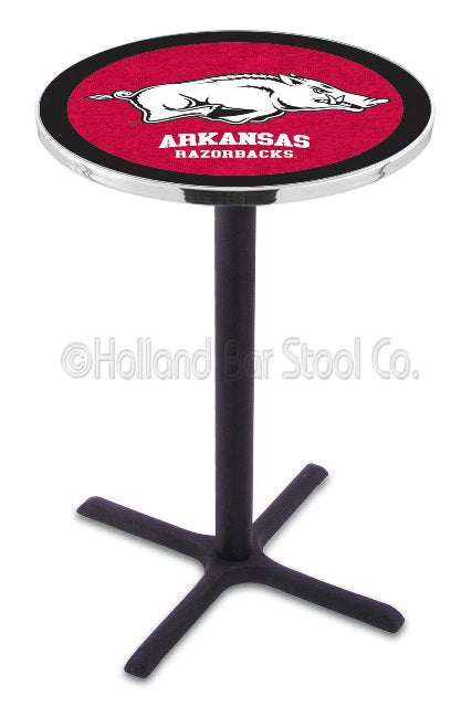 Holland Bar Stool L211 University of Arkansas 42" Tall - 30" Top Pub Table with Black Wrinkle Finish
