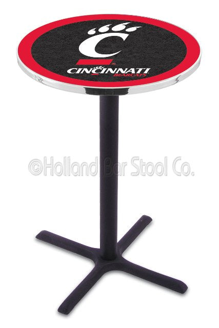 Holland Bar Stool L211 University of Cincinnati 42" Tall - 30" Top Pub Table with Black Wrinkle Finish