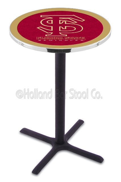 Holland Bar Stool L211 Florida State (Script) 42&quot; Tall - 30&quot; Top Pub Table with Black Wrinkle Finish