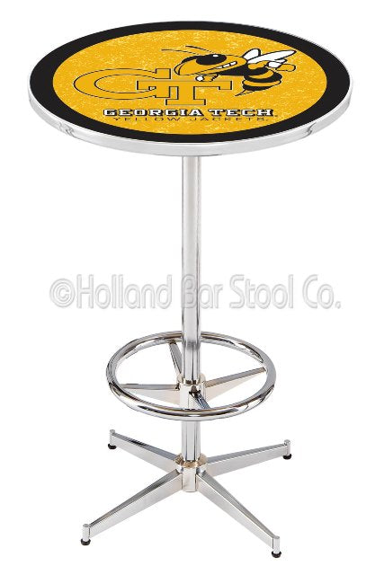 Holland Bar Stool L216 Georgia Tech 42&quot; Tall - 30&quot; Top Pub Table with Chrome Finish