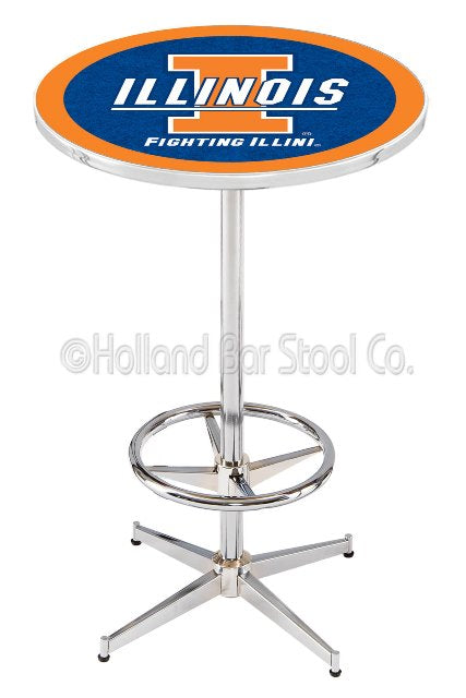 Holland Bar Stool L216 University of Illinois 42" Tall - 30" Top Pub Table with Chrome Finish