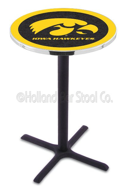 Holland Bar Stool L211 University of Iowa 42" Tall - 30" Top Pub Table with Black Wrinkle Finish