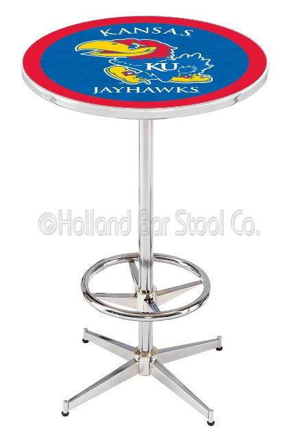 Holland Bar Stool L216 University of Kansas 42" Tall - 30" Top Pub Table with Chrome Finish