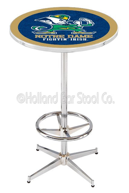 Holland Bar Stool L216 Notre Dame (Leprechaun) 42&quot; Tall - 30&quot; Top Pub Table with Chrome Finish