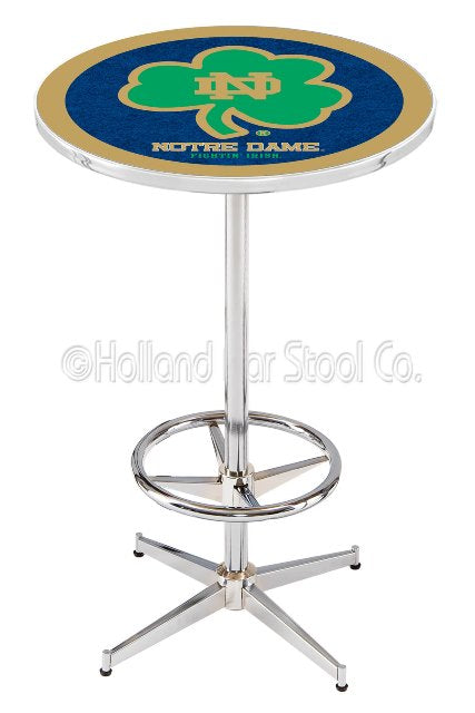 Holland Bar Stool L216 Notre Dame (Shamrock) 42" Tall - 30" Top Pub Table with Chrome Finish