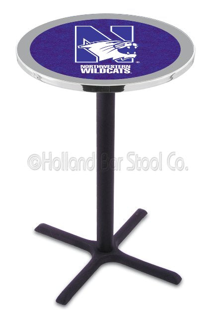 Holland Bar Stool L211 Northwestern University 42" Tall - 30" Top Pub Table with Black Wrinkle Finish