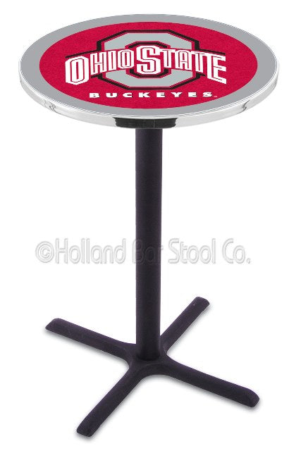 Holland Bar Stool L211 Ohio State University 42" Tall - 30" Top Pub Table with Black Wrinkle Finish