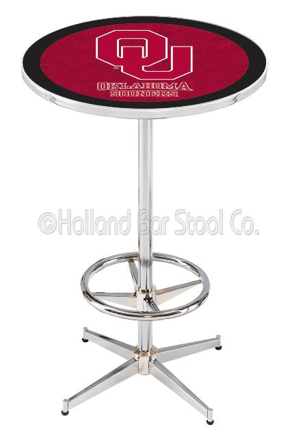 Holland Bar Stool L216 Oklahoma University 42" Tall - 30" Top Pub Table with Chrome Finish