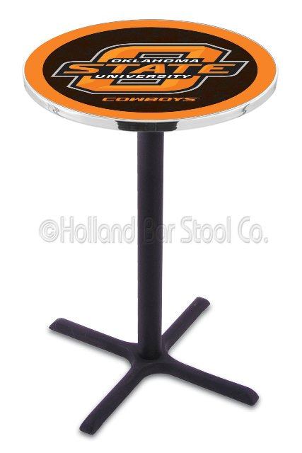 Holland Bar Stool L211 Oklahoma State University 42" Tall - 30" Top Pub Table with Black Wrinkle Finish