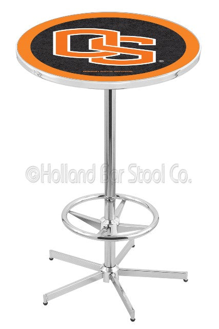 Holland Bar Stool L216 Oregon State University 42" Tall - 30" Top Pub Table with Chrome Finish
