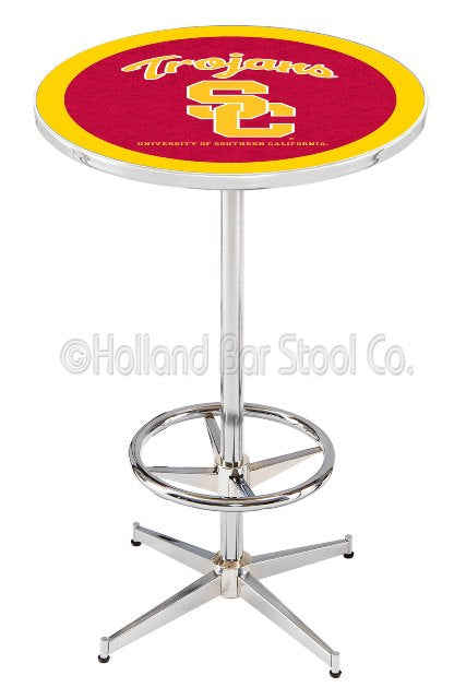 Holland Bar Stool L216 University of Southern California 42" Tall - 30" Top Pub Table with Chrome Finish