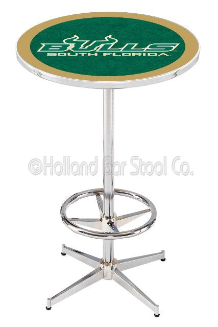 Holland Bar Stool L216 University of South Florida 42" Tall - 30" Top Pub Table with Chrome Finish