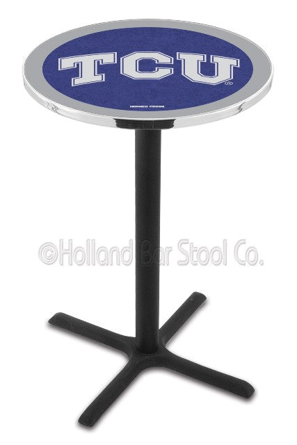 Holland Bar Stool L211 Texas Christian University 42" Tall - 30" Top Pub Table with Black Wrinkle Finish