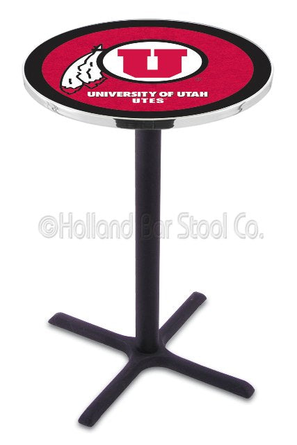 Holland Bar Stool L211 University of Utah 42" Tall - 30" Top Pub Table with Black Wrinkle Finish