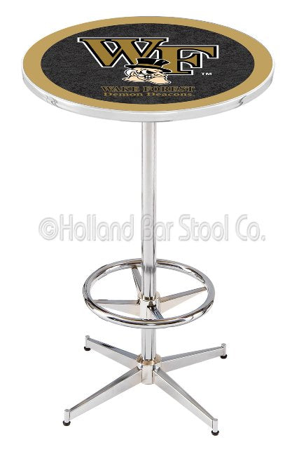 Holland Bar Stool L216 Wake Forest University 42" Tall - 30" Top Pub Table with Chrome Finish