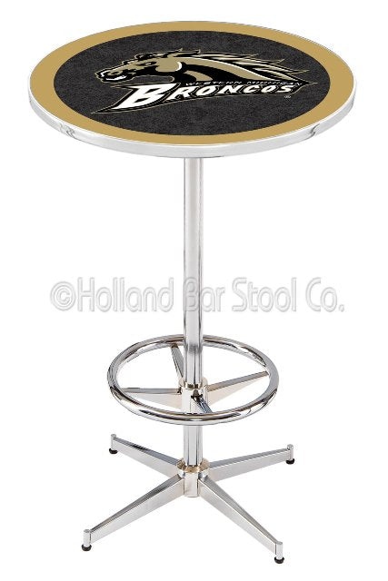 Holland Bar Stool L216 Western Michigan University 42" Tall - 30" Top Pub Table with Chrome Finish