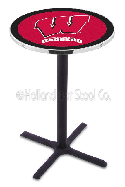 Holland Bar Stool L211 University of Wisconsin (W) 42" Tall - 30" Top Pub Table with Black Wrinkle Finish