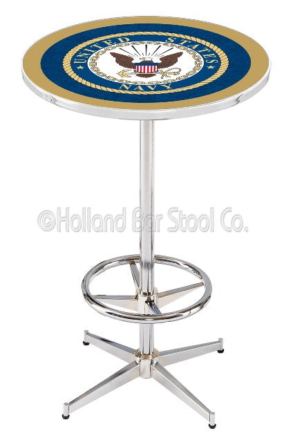 Holland Bar Stool L216 United States Navy 42&quot; Tall - 30&quot; Top Pub Table with Chrome Finish