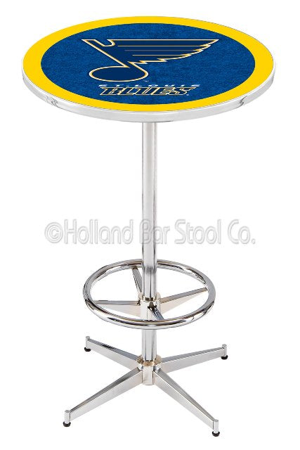 Holland Bar Stool L216 St Louis Blues 42&quot; Tall - 30&quot; Top Pub Table with Chrome Finish