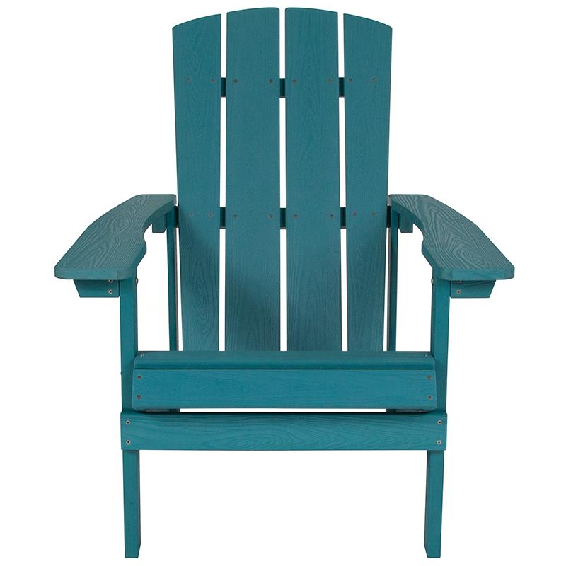 Commercial All-Weather Poly Resin Wood Adirondack Chair in Sea Foam - Flash Furniture