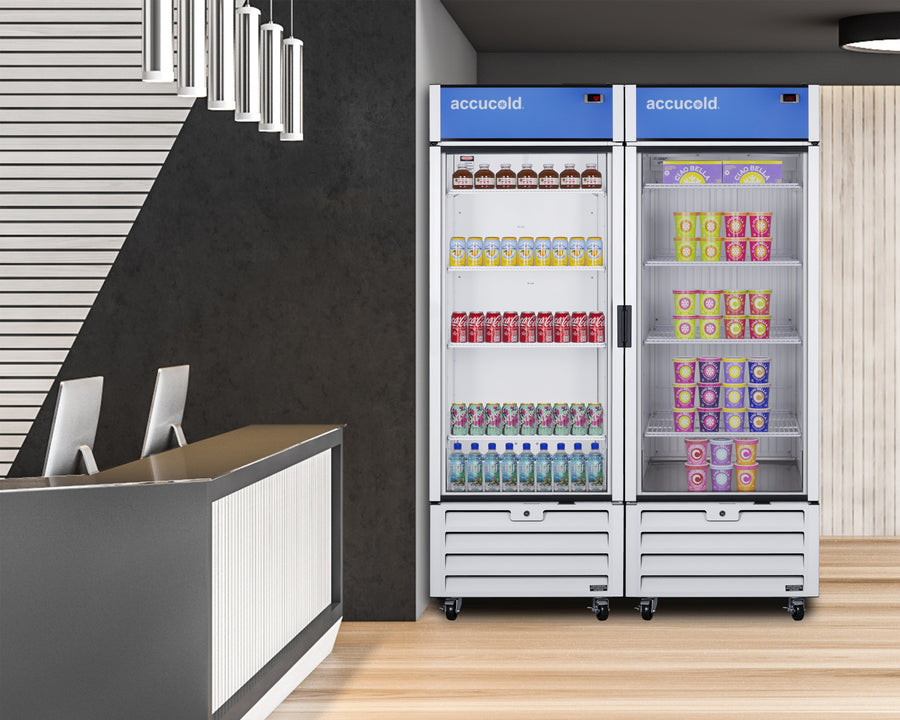 Full-Sized Glass Door Commercial Beverage Center - SCRR261GLH Accucold Commercial