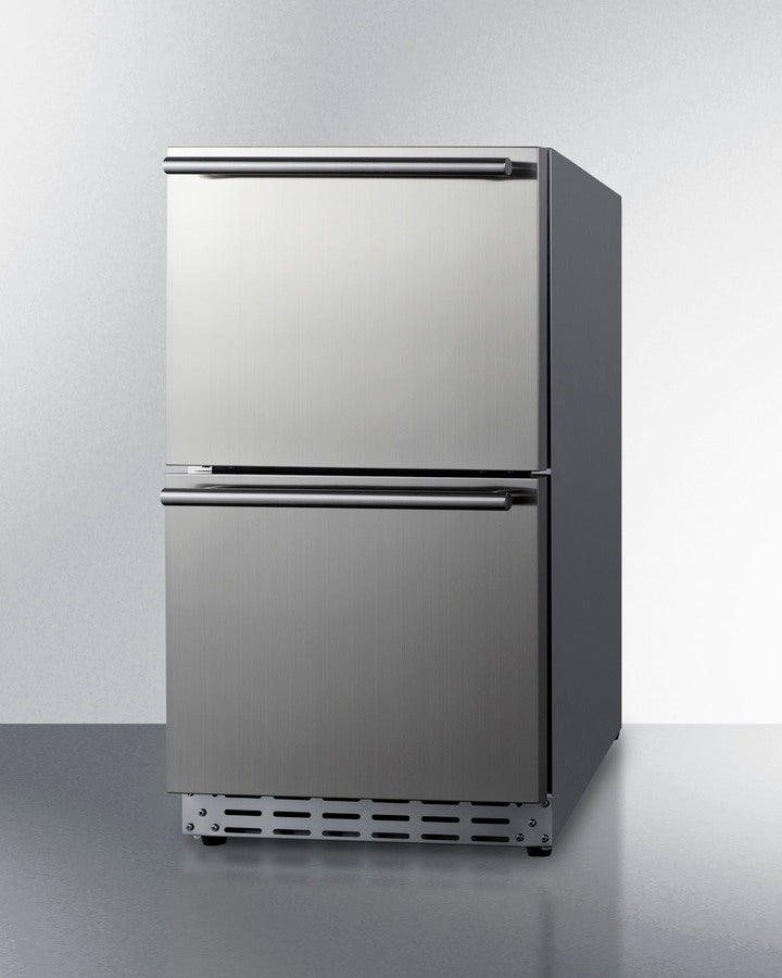 18 Inch 2 Drawer Refrigerator In ADA Height For Outdoor Or Indoor Use - ADRD18OS Summit