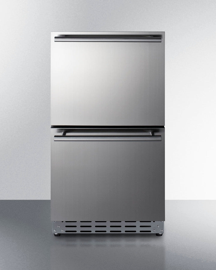 18 Inch 2 Drawer Refrigerator In ADA Height For Outdoor Or Indoor Use - ADRD18OS Summit