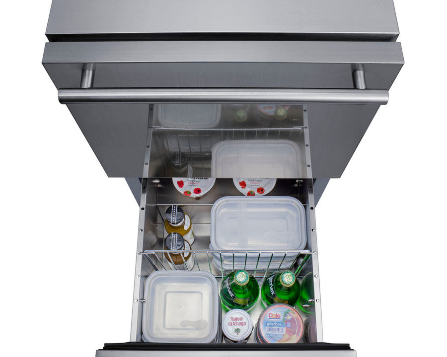 18 Inch 2 Drawer Refrigerator In ADA Height For Outdoor Or Indoor Use - ADRD18OS Summit