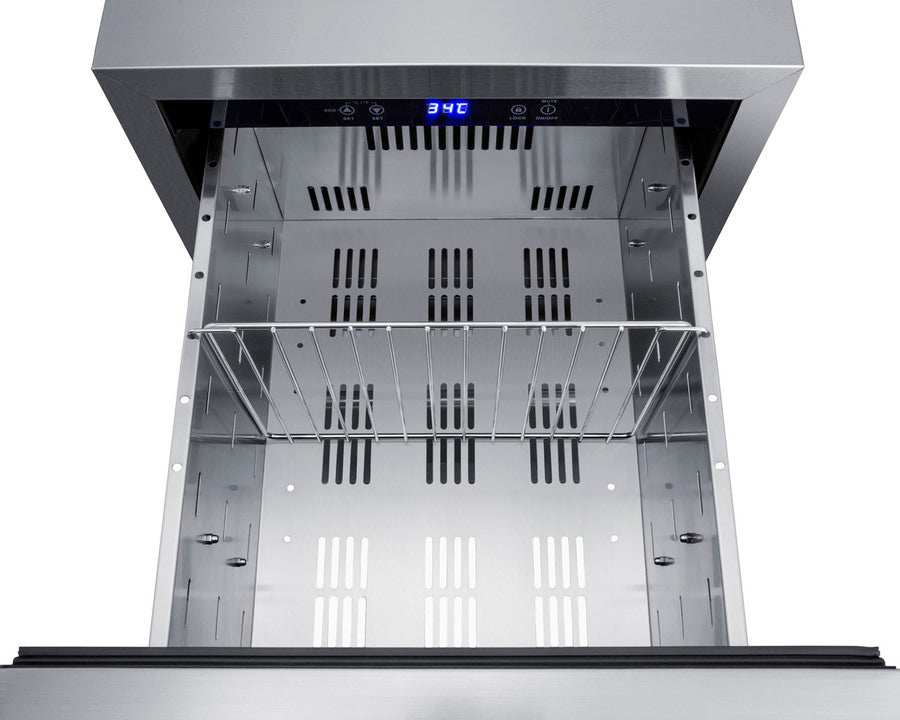 18 Inch 2 Drawer Refrigerator In ADA Height For Outdoor Or Indoor Use - ADRD18OS Summit