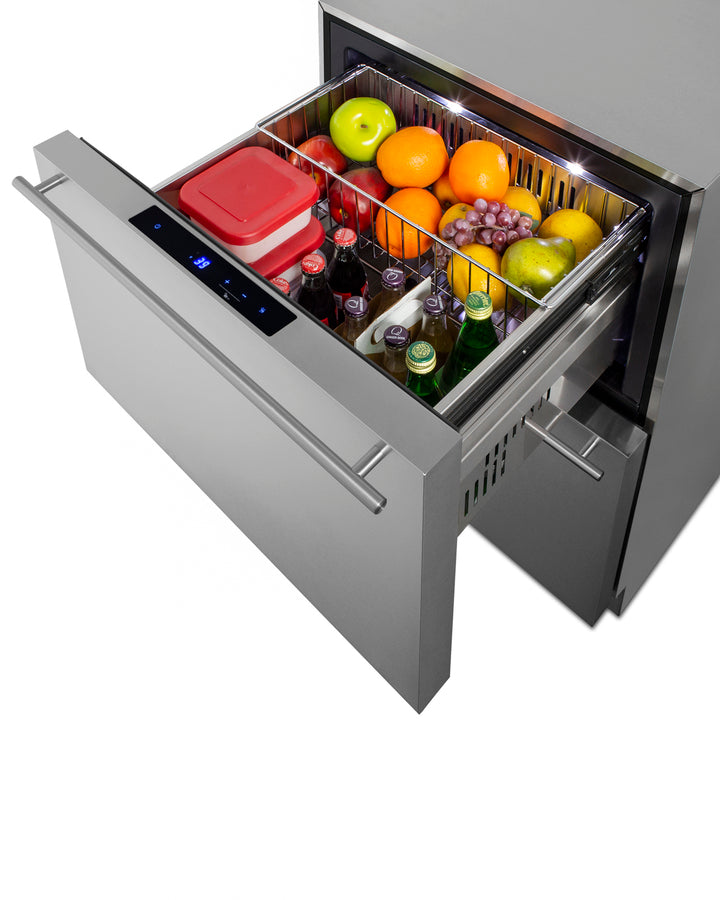 24'' Wide Indoor/Outdoor 2-Drawer Refrigerator - ADRD241CSS Summit