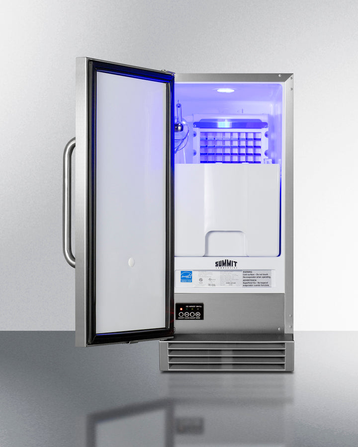 15'' Wide Outdoor Built-In Undercounter Nsf-Listed Clear Icemaker With Automatic Defrost And Internal Pump - BIM47OS Summit