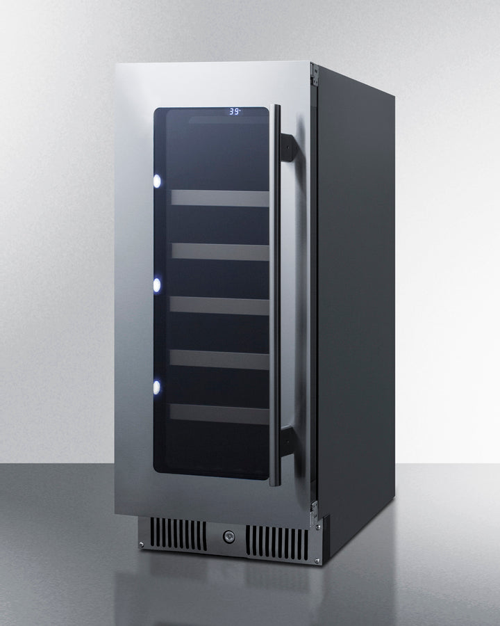 15'' Wide Built-In Wine Cellar With Seamless Stainless Steel Door Trim - CL155WCLHD Summit Classic