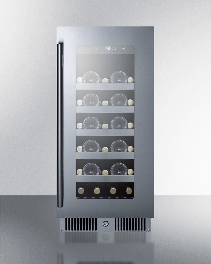 15'' Wide Built-In Wine Cellar With Seamless Stainless Steel Door Trim - CL155WC Summit Classic