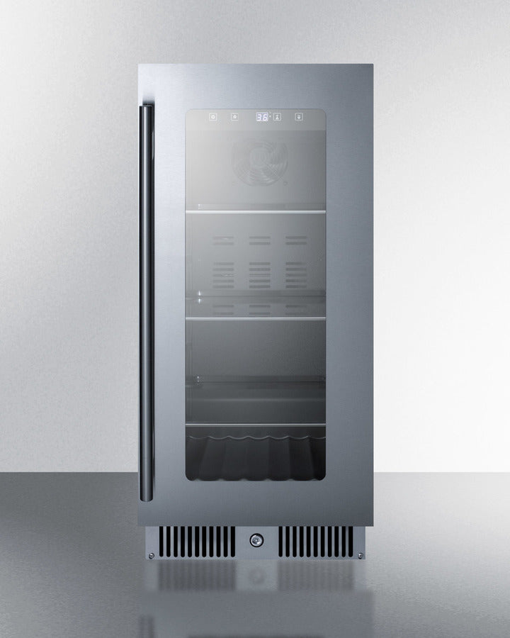 15'' Wide Built-In Beverage Center With Seamless Stainless Steel Door Trim - CL156BV Summit Classic