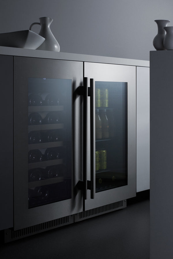 18'' Wide Built-In Wine Cellar With Seamless Stainless Steel Trimmed Glass Door And Stainless Steel Wrapped Cabinet - CL18WCCSS Summit Classic