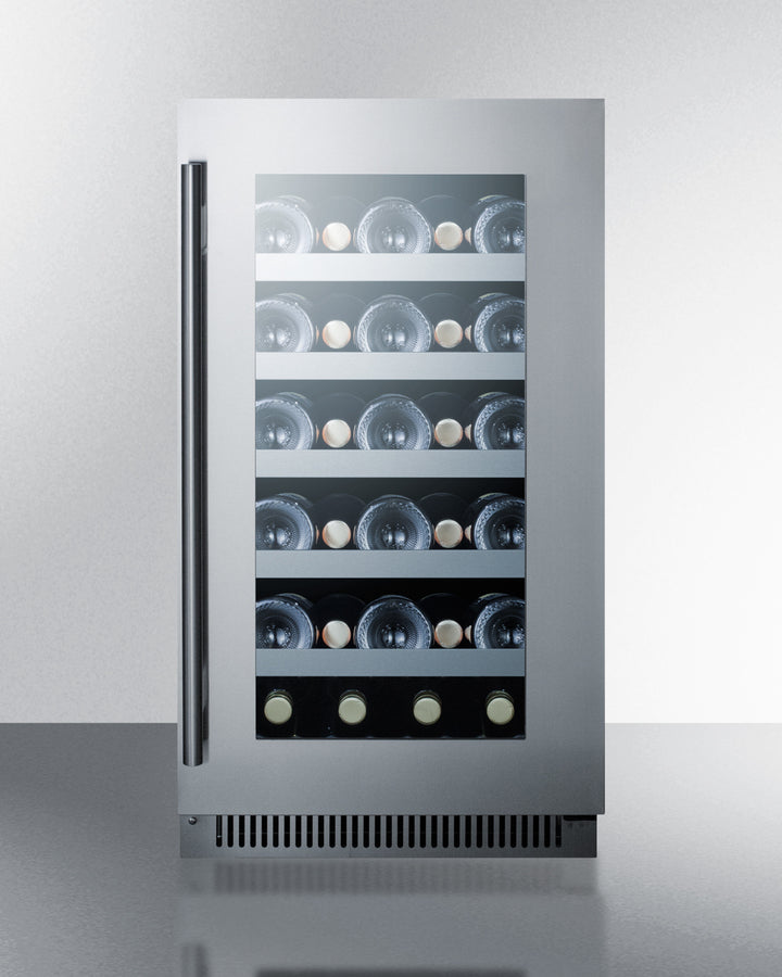 18'' Wide Built-In Wine Cellar With Seamless Stainless Steel Trimmed Glass Door - CL18WC Summit Classic