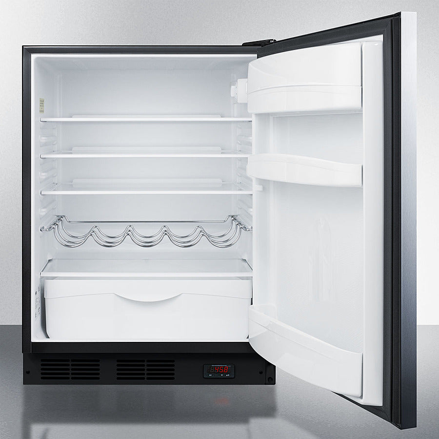 Built-In Undercounter ADA Compliant Craft Beer Pub Cellar With Black Cabinet, Stainless Steel Door, Horizontal Handle, Digital Thermostat, And Deluxe Interior - FF63BKBIDTPUBSSHHADA Summit
