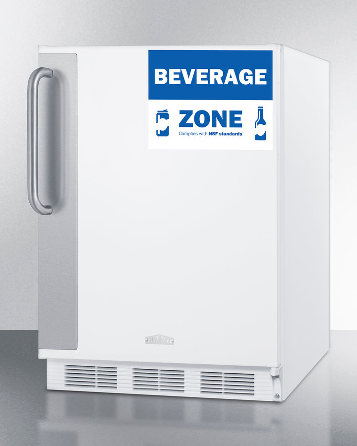 Commercial 5.5 Cu.Ft. Beverage Zone Refrigerator With Stainless Steel Handle - FF6W7BZADA Summit Commercial