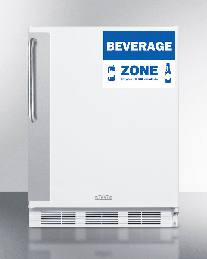 Commercial 5.5 Cu.Ft. Beverage Zone Refrigerator With Stainless Steel Handle - FF6W7BZADA Summit Commercial