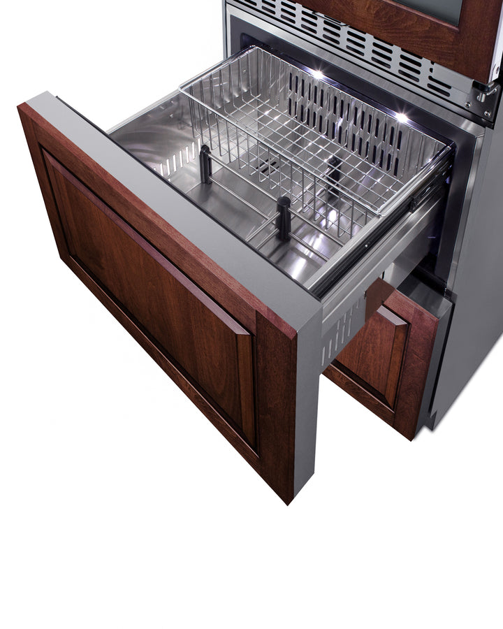 24'' Wide Combination Built-In/Freestanding Upright Dual Zone Wine Cellar And 2-Drawer Refrigerator, Panel-Ready Front - SWCDAR24PNR Summit