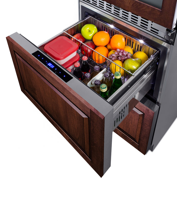 24'' Wide Combination Built-In/Freestanding Upright Dual Zone Wine Cellar And 2-Drawer Refrierator-Freezer, Panel-Ready Front - SWCDRF24PNR Summit