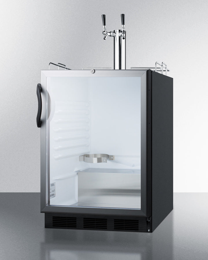 Built-In Glass Door Kegerator For Use Under ADA Compliant Counters With Dual Tap Kit For Two 1/6 Kegs - SBC56GBIADA Summit Commercial