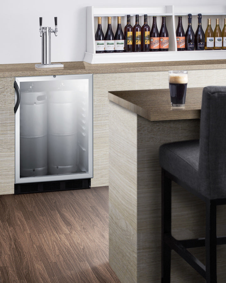 Built-In Glass Door Kegerator For Use Under ADA Compliant Counters With Dual Tap Kit For Two 1/6 Kegs - SBC56GBIADA Summit Commercial